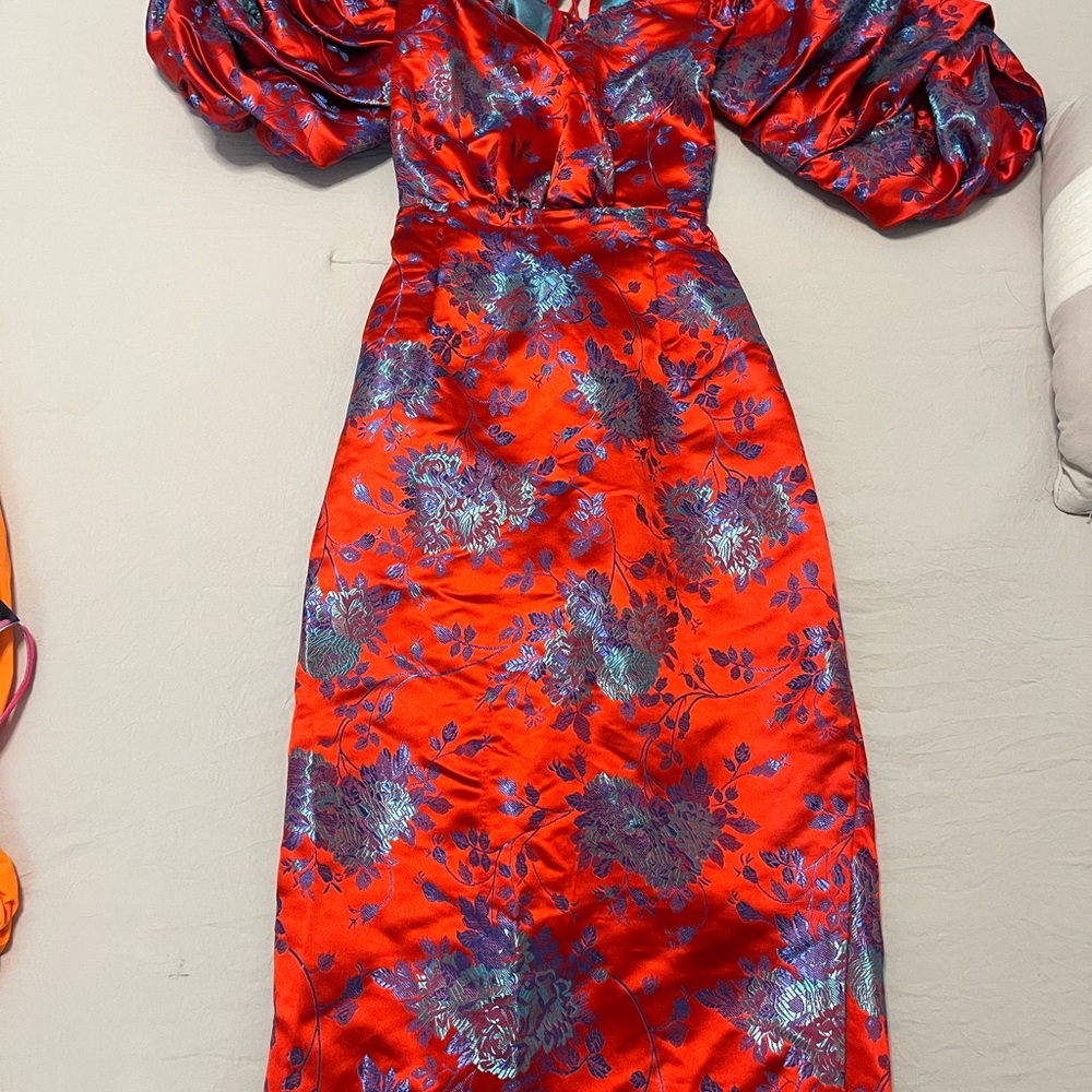 Elegant Red Floral Dress